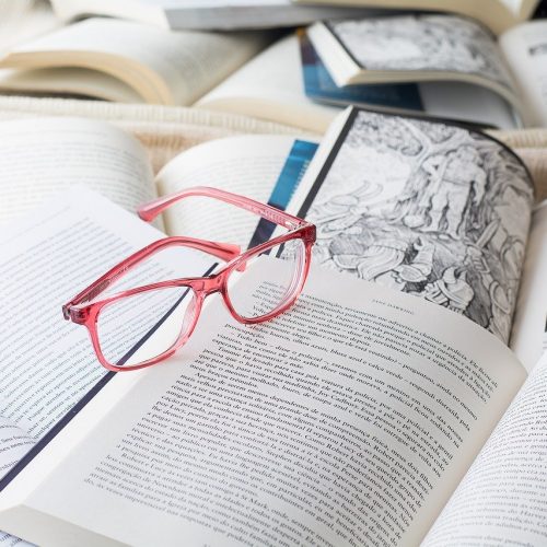 glasses, reading, book
